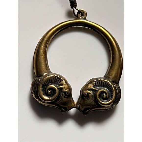 Double Ram Hoop Dangle Earrings Vintage Women Designer Jewelry - Picture 3 of 7